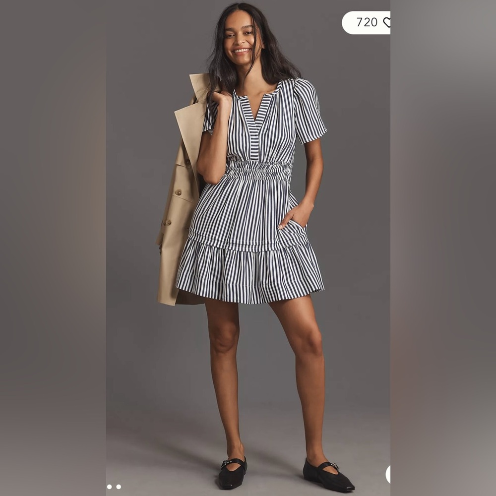 Anthropologie Striped Short Sleeve Dress